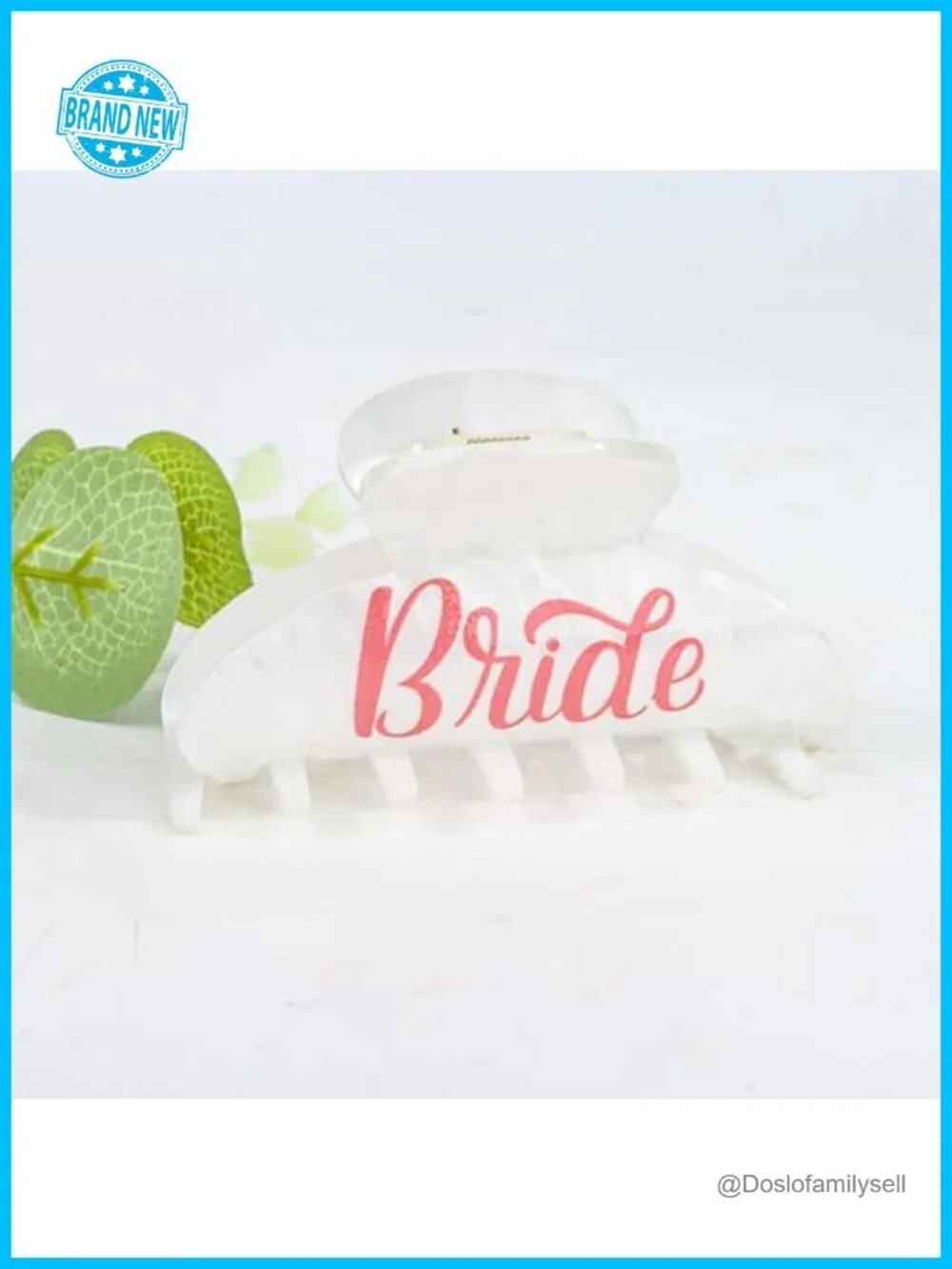 White Bride Claw Clip, Bachelorette Party Hair Accessory, Bridal Shower Gift